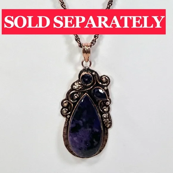 Charoite Amethyst Copper Wrapped Gemstone Bangle ONLY - Picture 4 of 9